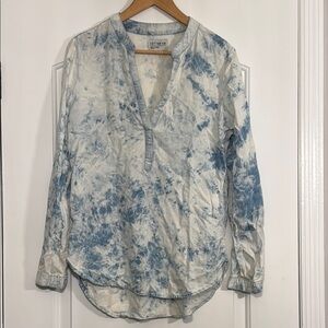 Cotton On Sky Blue Tie-Dye V-Neck Blouse Size Small